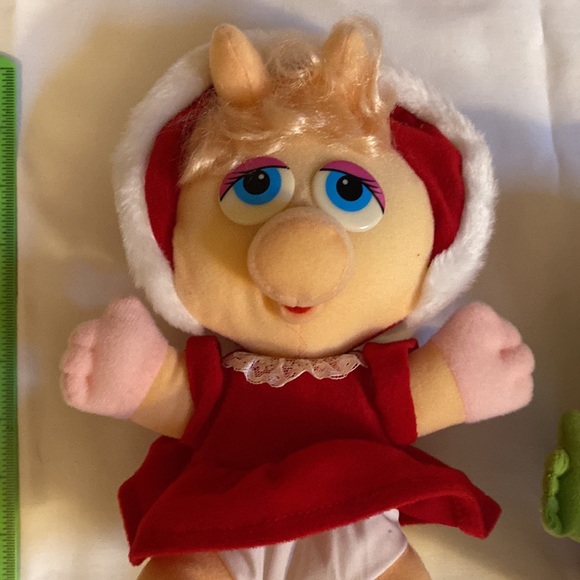 Set of 2 - Vintage Christmas Baby Kermit the Frog and Baby Miss Piggy - Picture 3 of 6